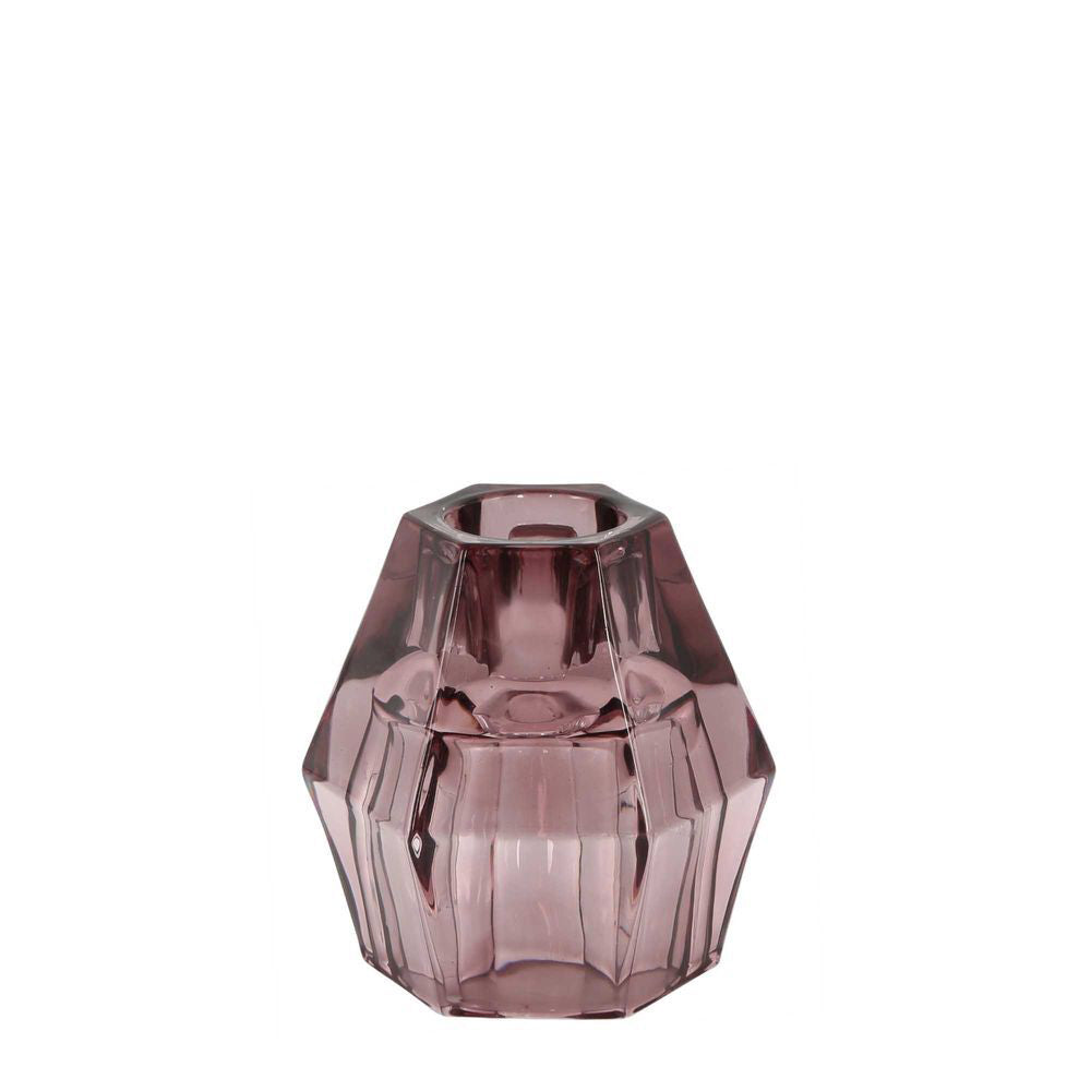 4PK Belle Manon Glass Candle Stick Holder Stand 8cm - Amethyst