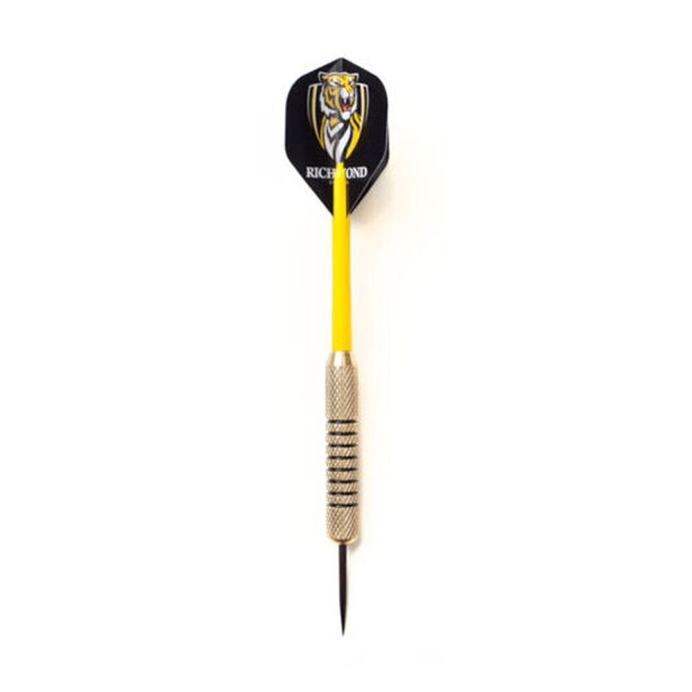 3pc AFL Brass Darts Richmond Tigers Team Design Flights & Shafts In Case