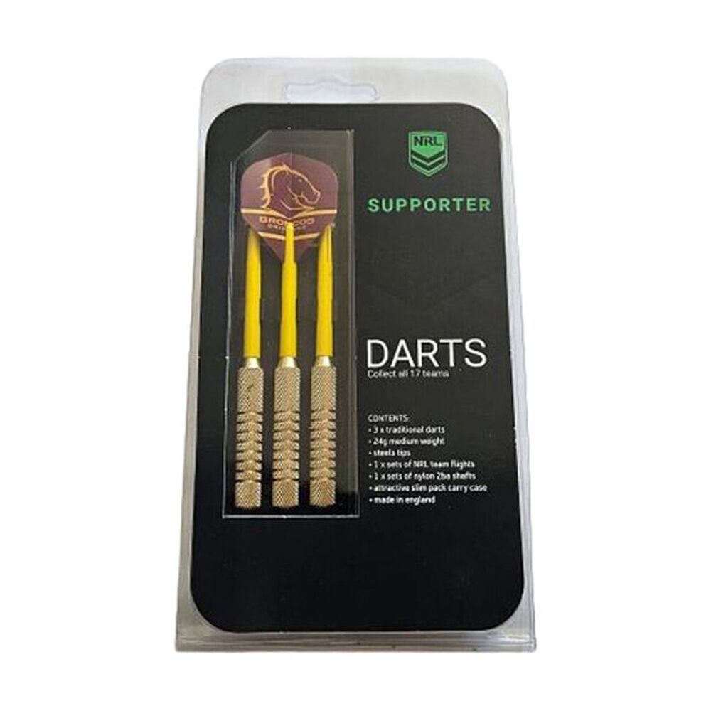 3pc NRL Darts Brisbane Broncos Team Design Flights & Shafts Case Included