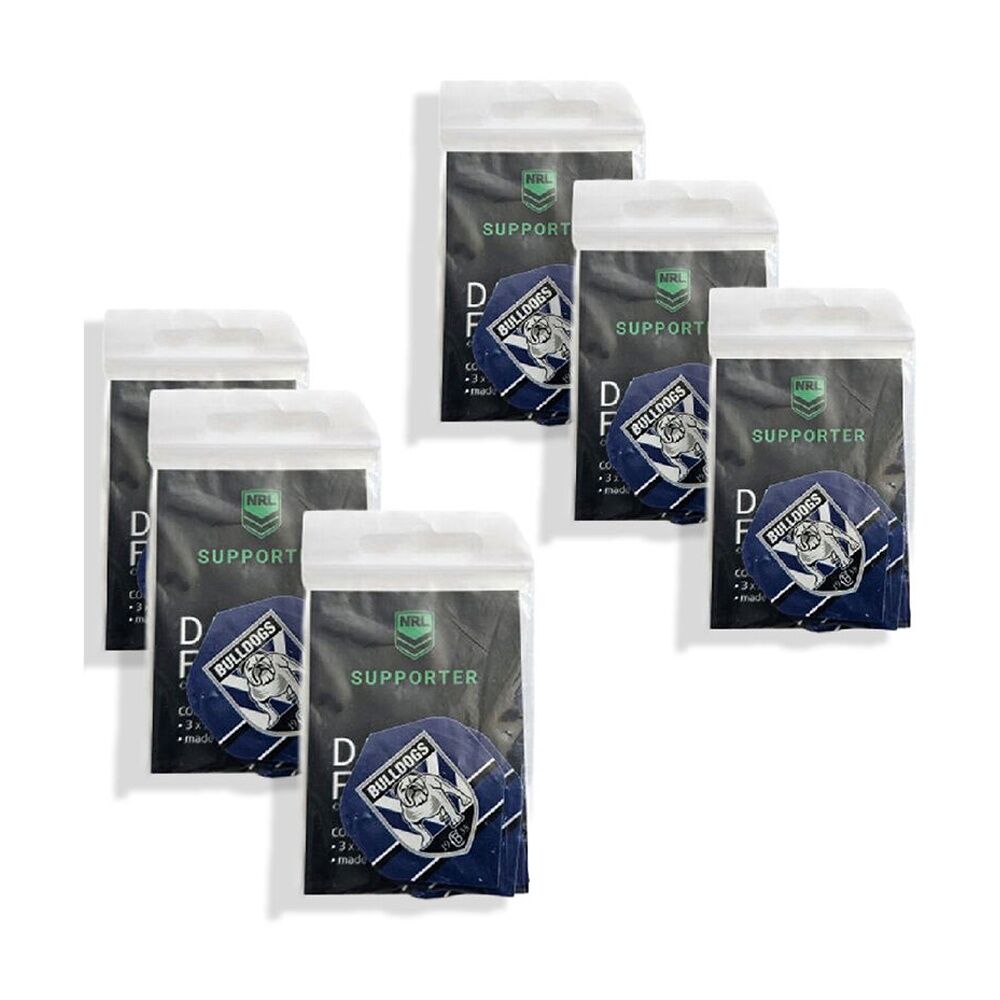 6x 3pc NRL Dart Flights Bulldogs Canterbury Team Metronic Pack England Made