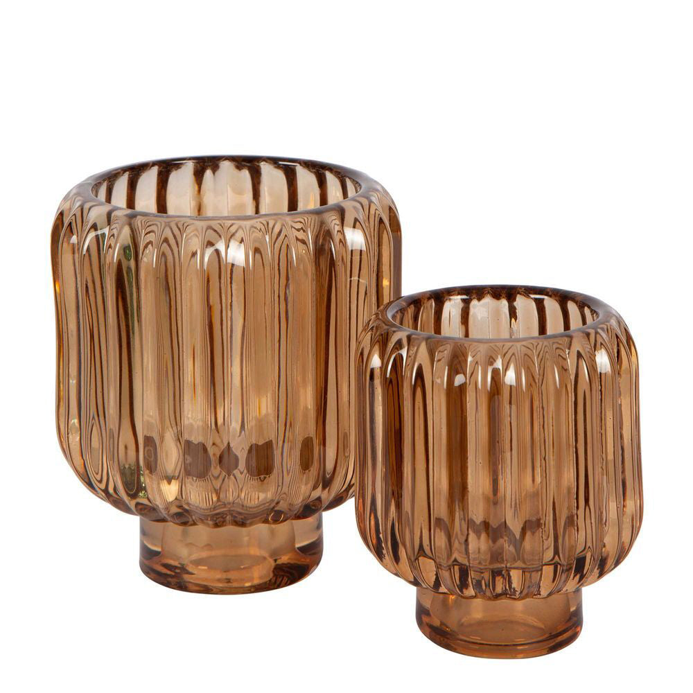 6PK Belle Pari Glass Tealight Candle Holder 10cm Small - Burnt Sienna