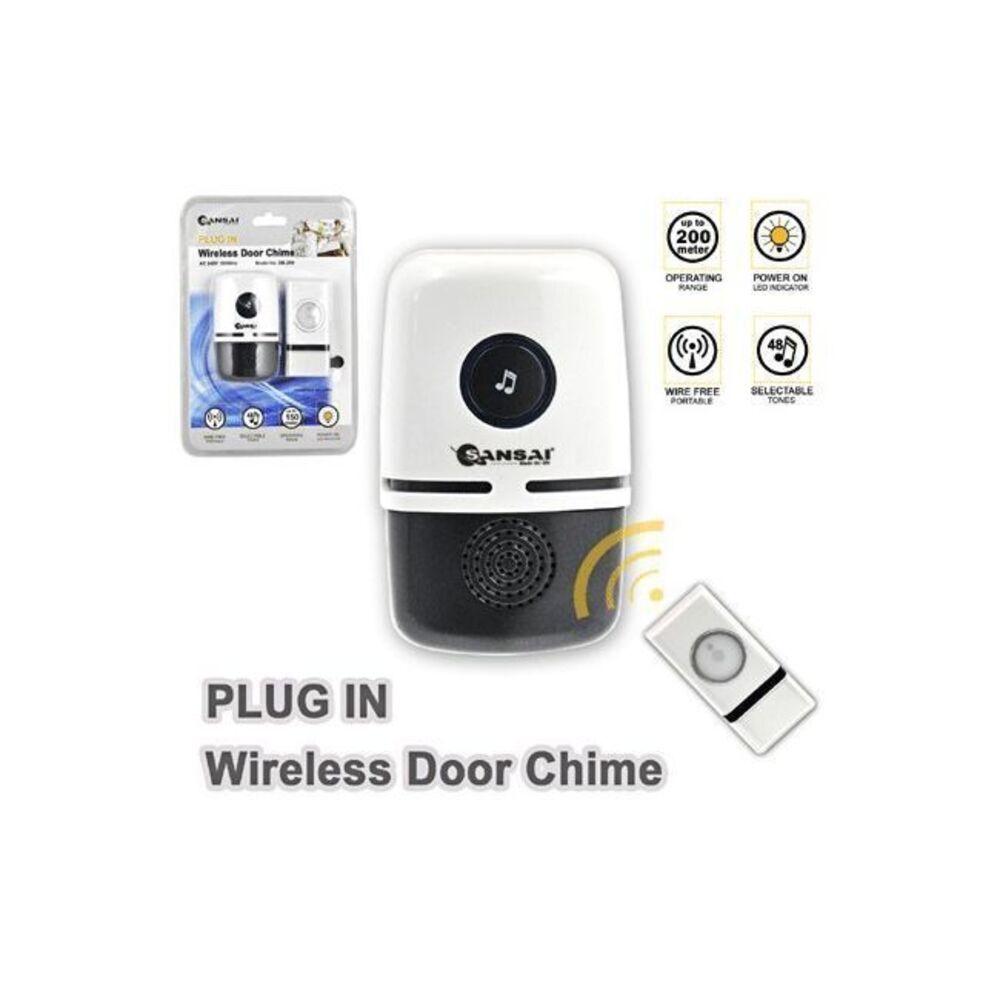 Portable Plug In Wireless Door Bell Chime w 48 Tones up to 150M