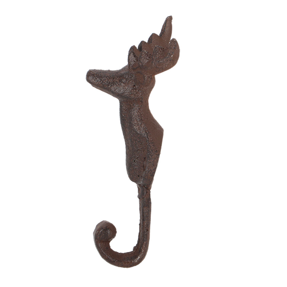 6PK Esschert Design Cast Iron Deer Head Wall Hook Classic 13.7cm Brown