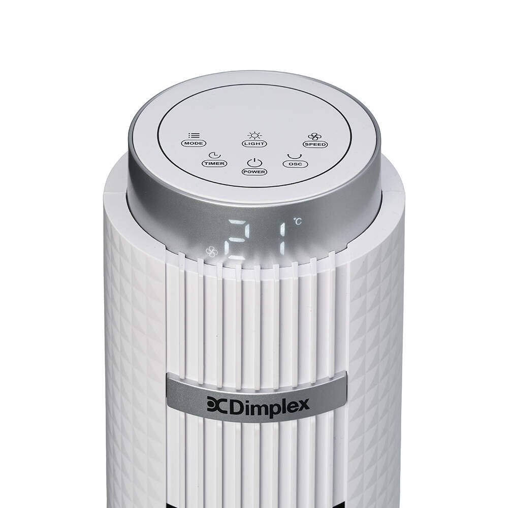 Dimplex 93cm Digital Tower Fan w/ Night Light - White