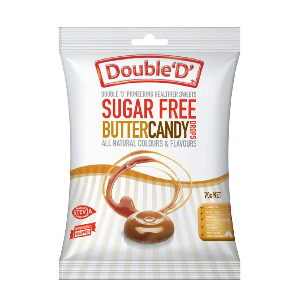 12PK Double 'D' Sugarfree Butter Lollies Candy Drops 70g Sweet Confectionary