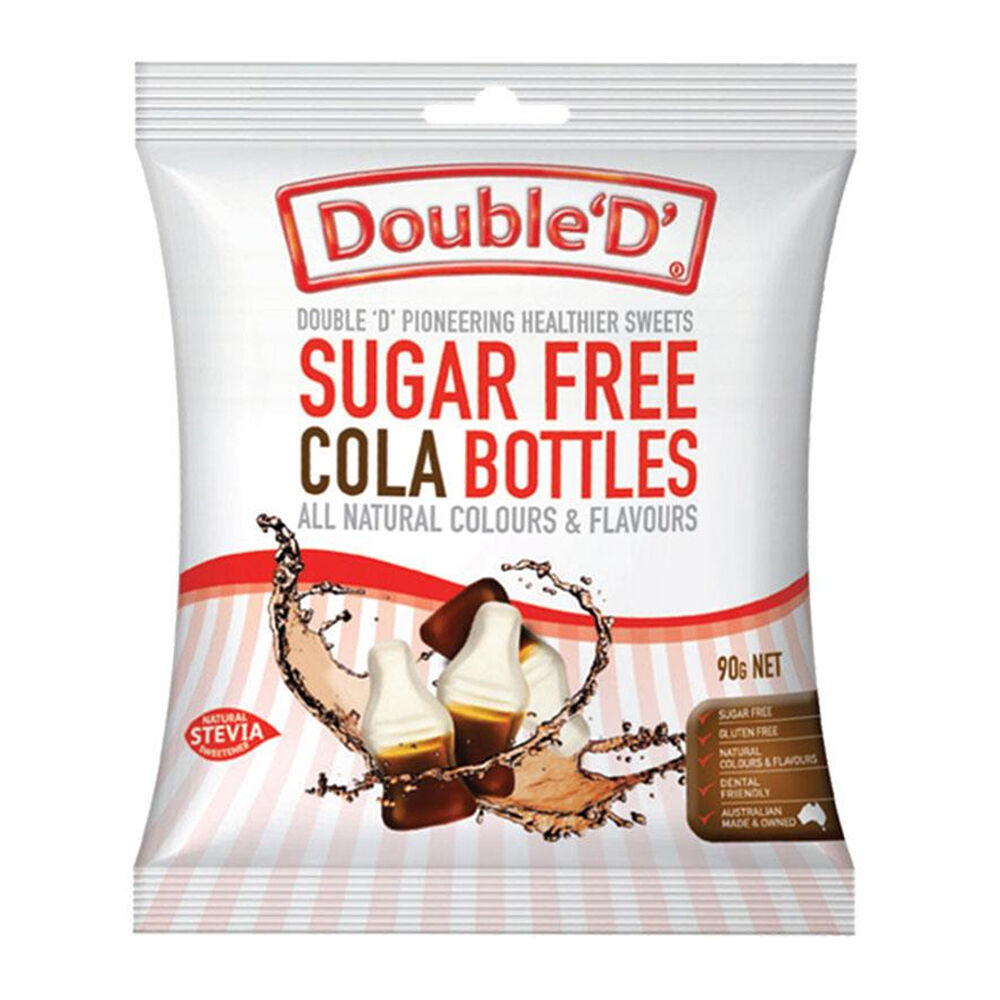 12PK Double 'D' Sugarfree Cola Bottles Lollies Candy 90g Sweet Confectionary