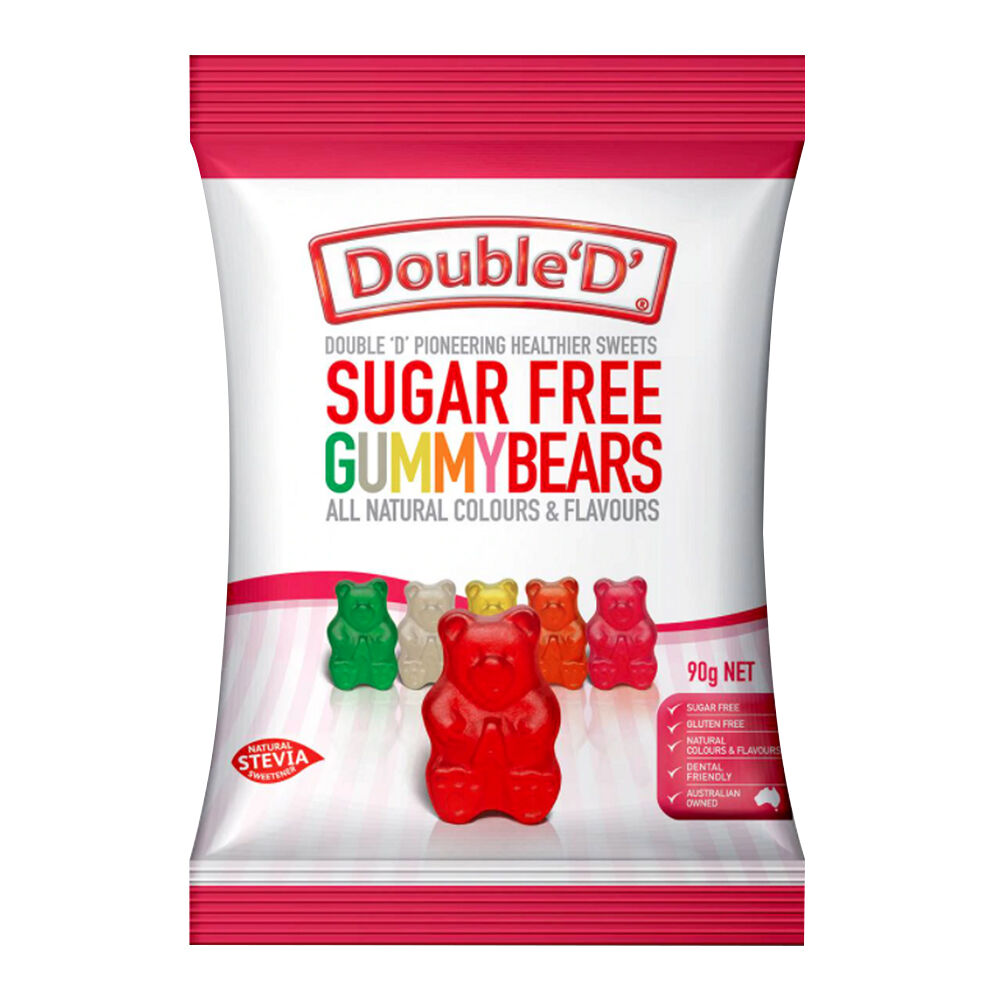 12PK Double 'D' Sugarfree Gummy Bears Lollies Candy 90g Sweet Confectionary