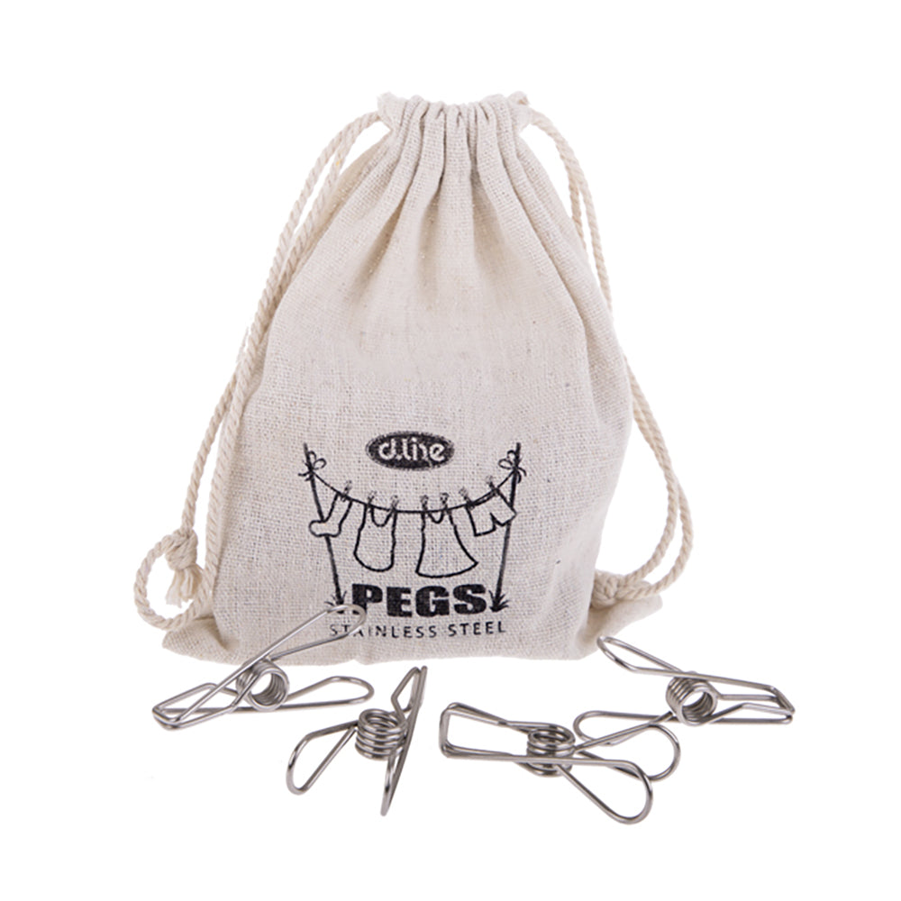 2x 36pc D.Line Stainless Steel Regular Wire Pegs In Hemp Bag