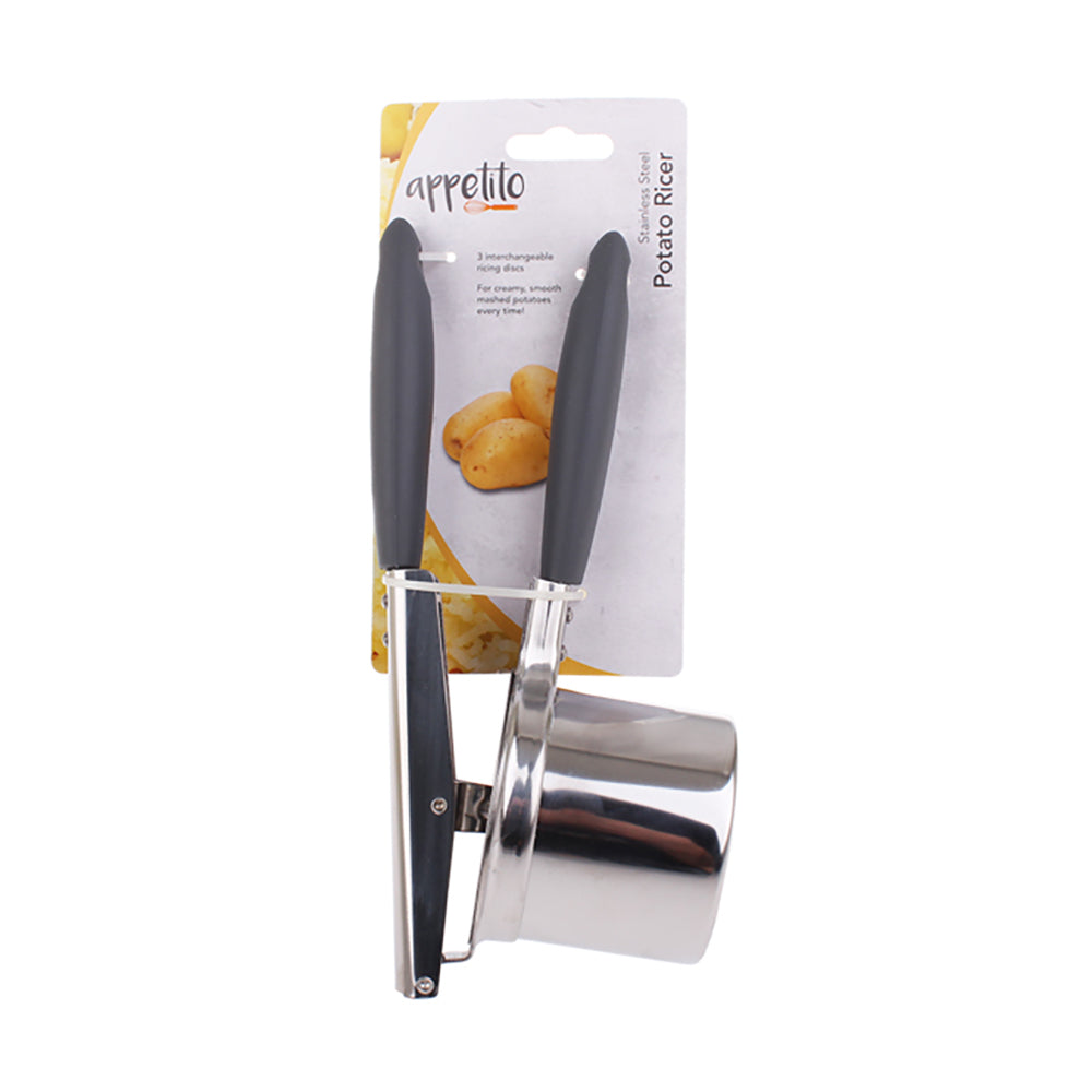 Appetito Stainless Steel Potato Ricer W/ 3 Discs Home Kitchen Cooking Tool