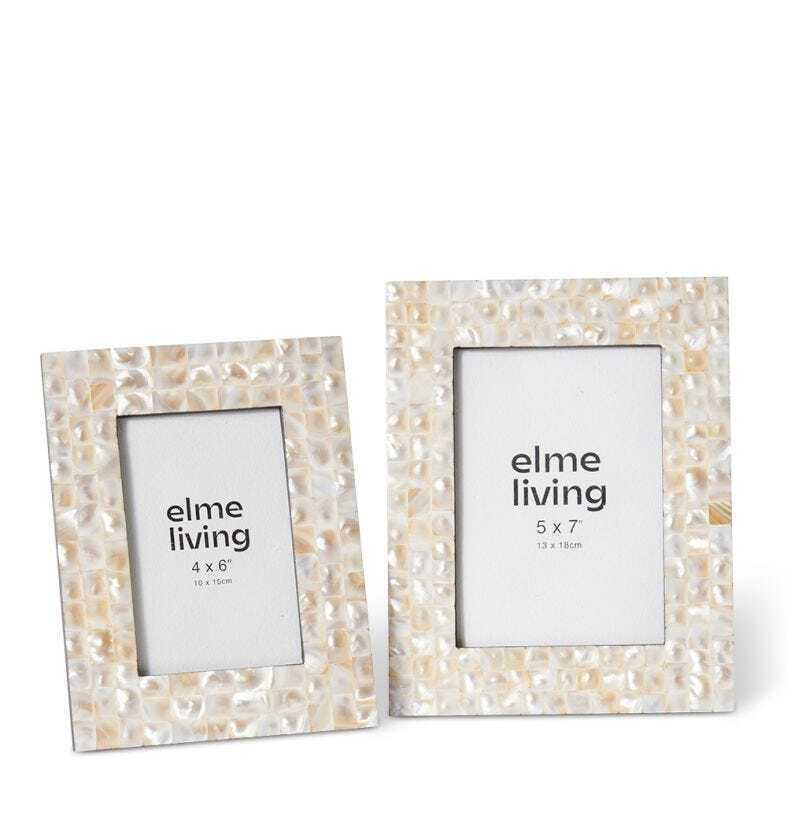 E Style Anjali Mother of Pearl/Glass/MDF 5x7" Photo Frame - Pearl