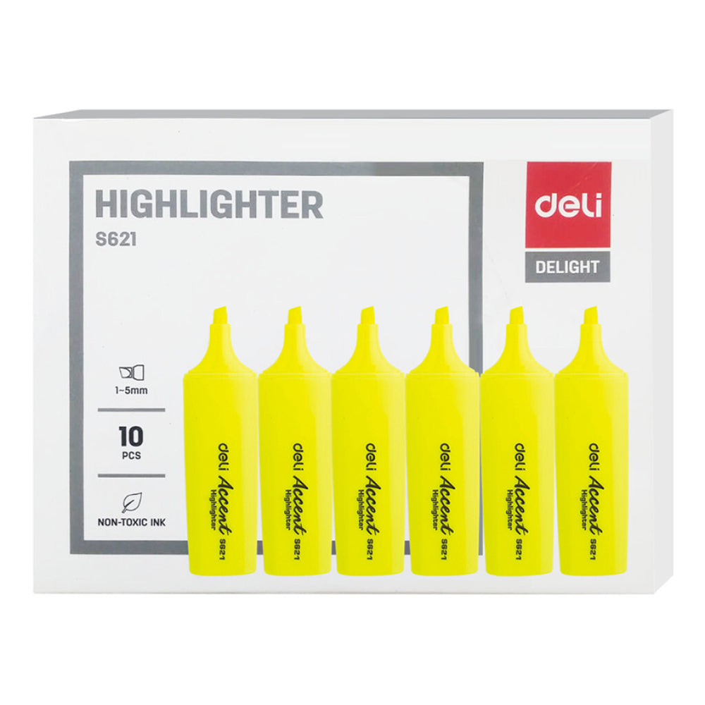 6x 10PK Deli Highlighter Chisel Point Stationery Yellow
