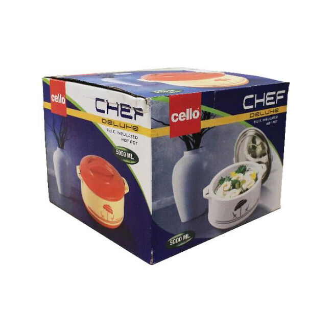 Cello Chef Deluxe 5L Stainless Steel Hot Pot Casserole Food Warmer White