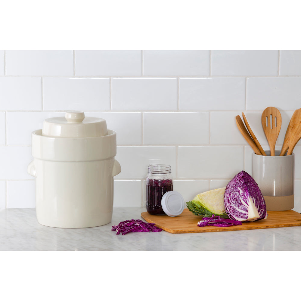 Davis & Waddell Fermentation Crock Stoneware Pot 33cm/5L - White