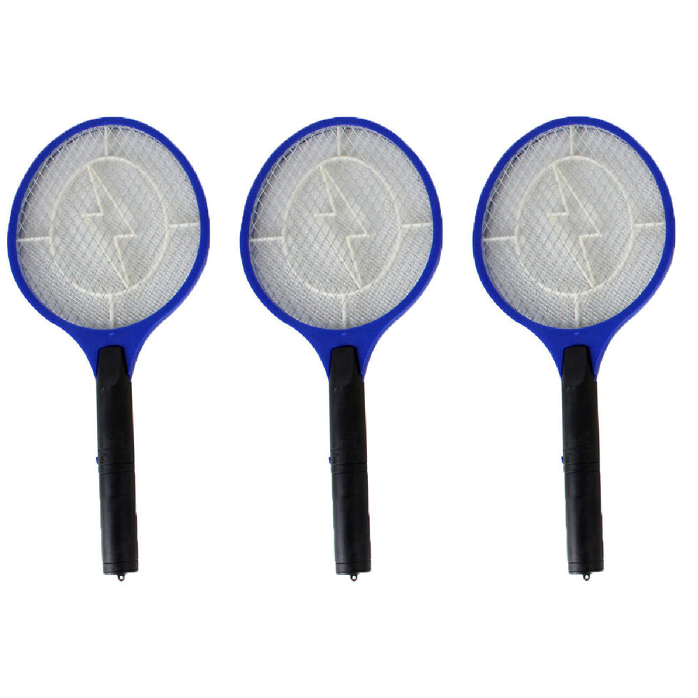3PK Dragonfly Electric Mosquito Zapper Racquet 3000 Volt Shock 53x25cm Assorted
