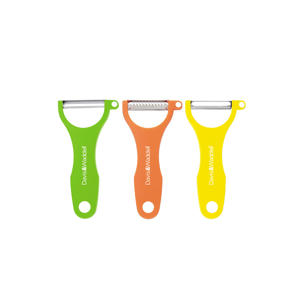 2x 3pc Davis & Waddell Peeler Standard/Julienne/Serrated Set 13x7cm
