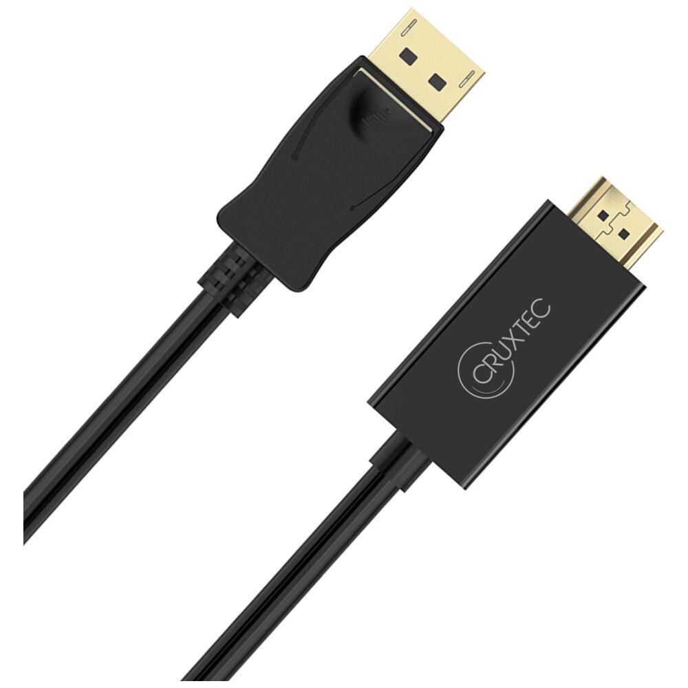 Cruxtec Displayport Male To HDMI Cable Gold Plated Black 4K 5m