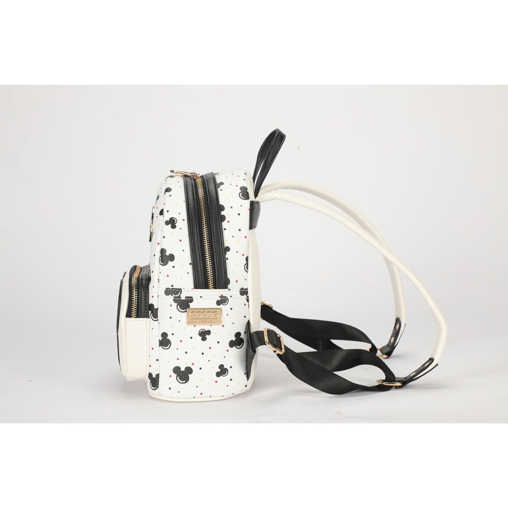 Disney Mickey Deluxe PU Leather Backpack 25x29cm - Black/White