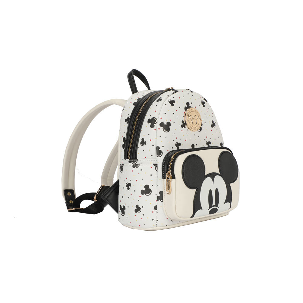 Disney Mickey Deluxe PU Leather Backpack 25x29cm - Black/White