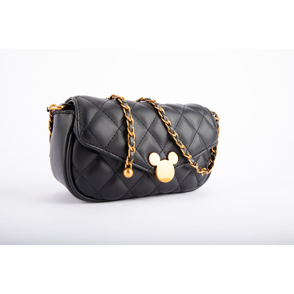 Disney Mickey Quilted PU Shoulder Handbag 20.5x13cm - Black