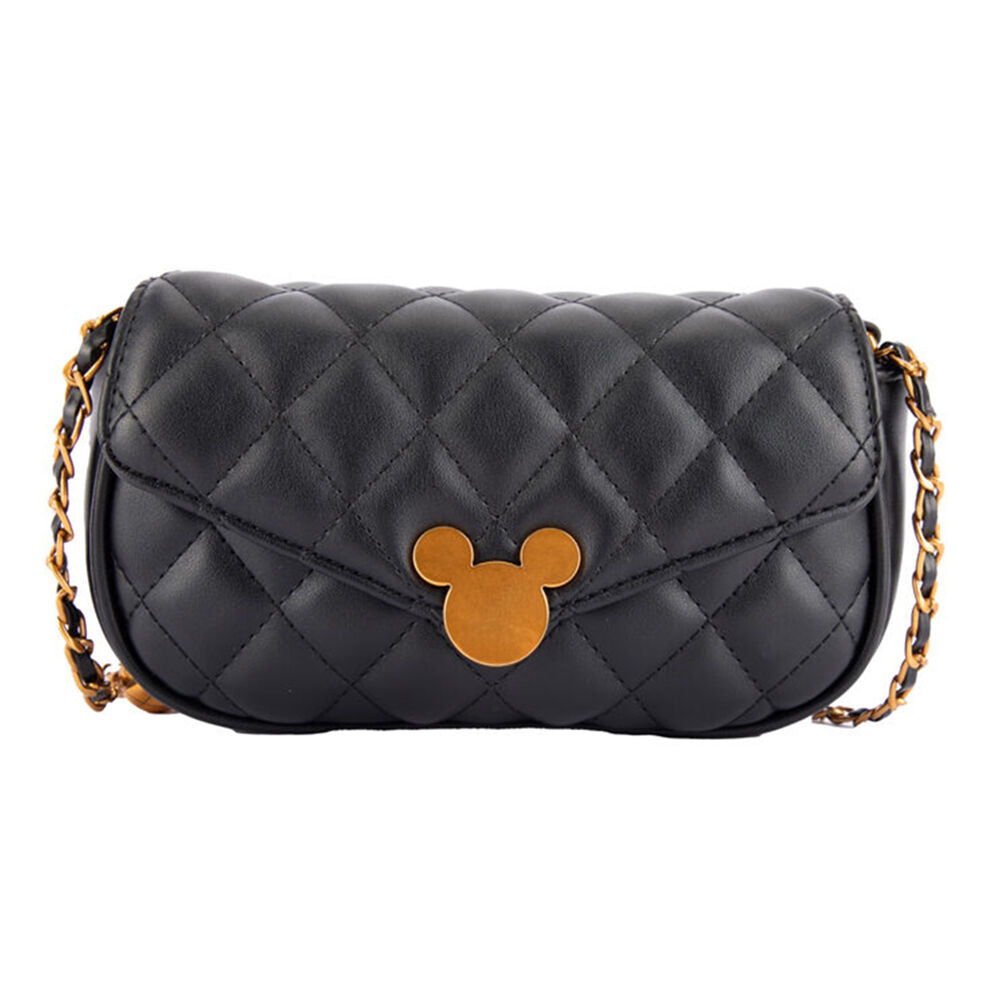 Disney Mickey Quilted PU Shoulder Handbag 20.5x13cm - Black