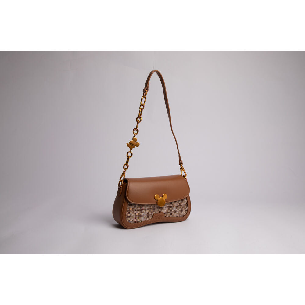 Disney Mickey PU Leather Shoulder Handbag 22x13.5cm - Brown