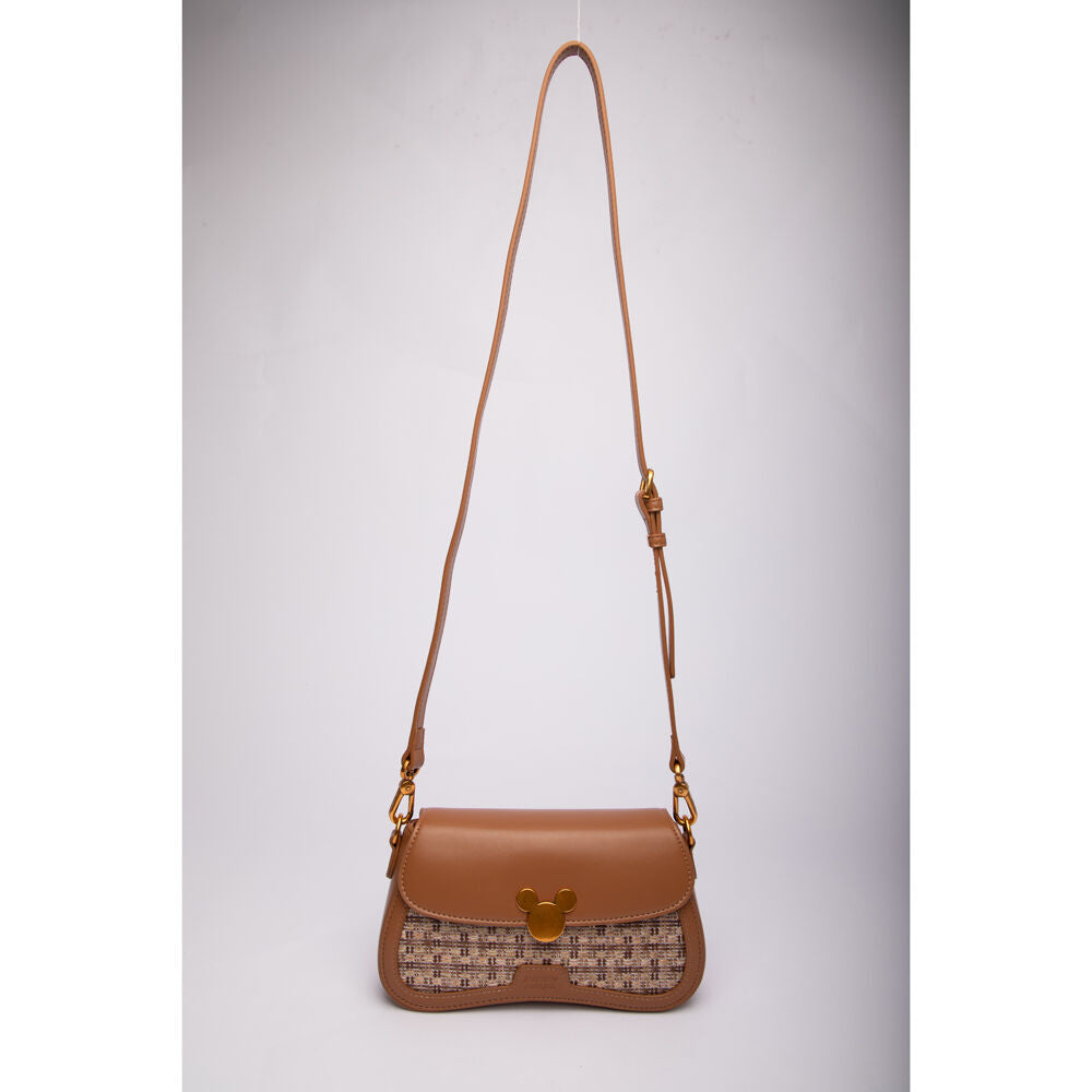 Disney Mickey PU Leather Shoulder Handbag 22x13.5cm - Brown