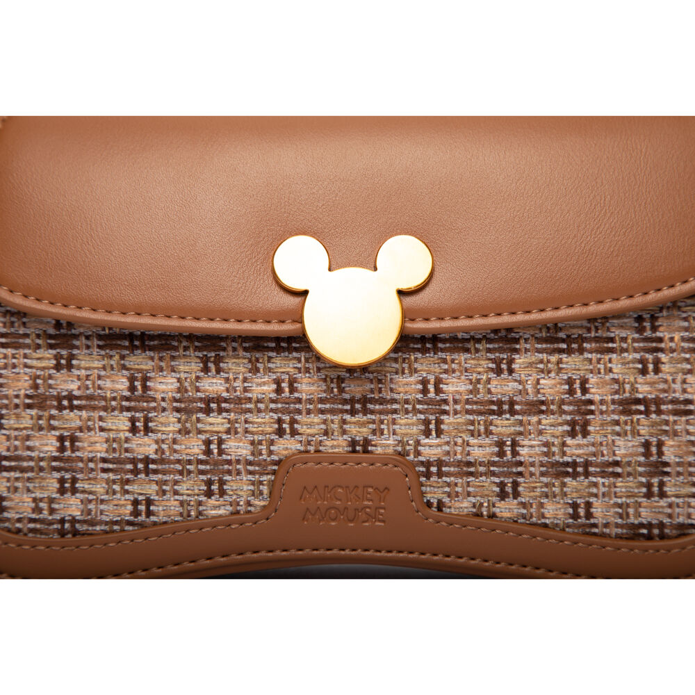 Disney Mickey PU Leather Shoulder Handbag 22x13.5cm - Brown