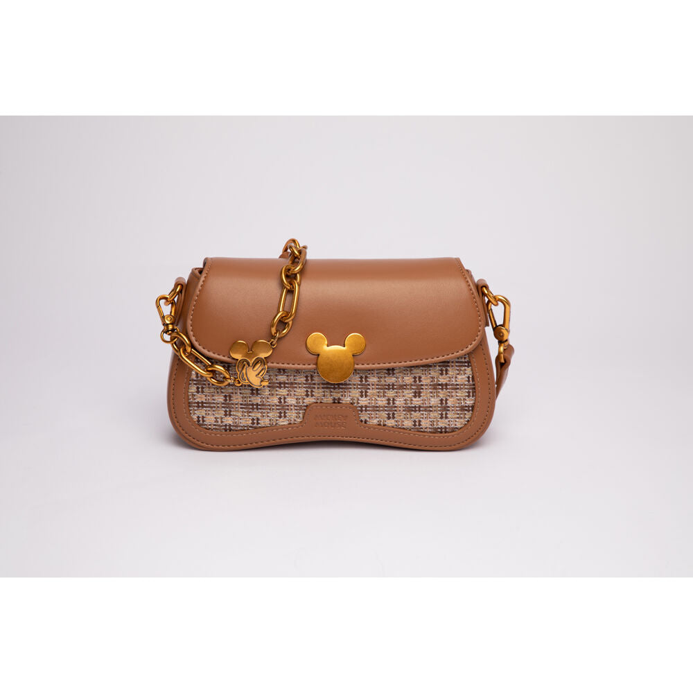 Disney Mickey PU Leather Shoulder Handbag 22x13.5cm - Brown