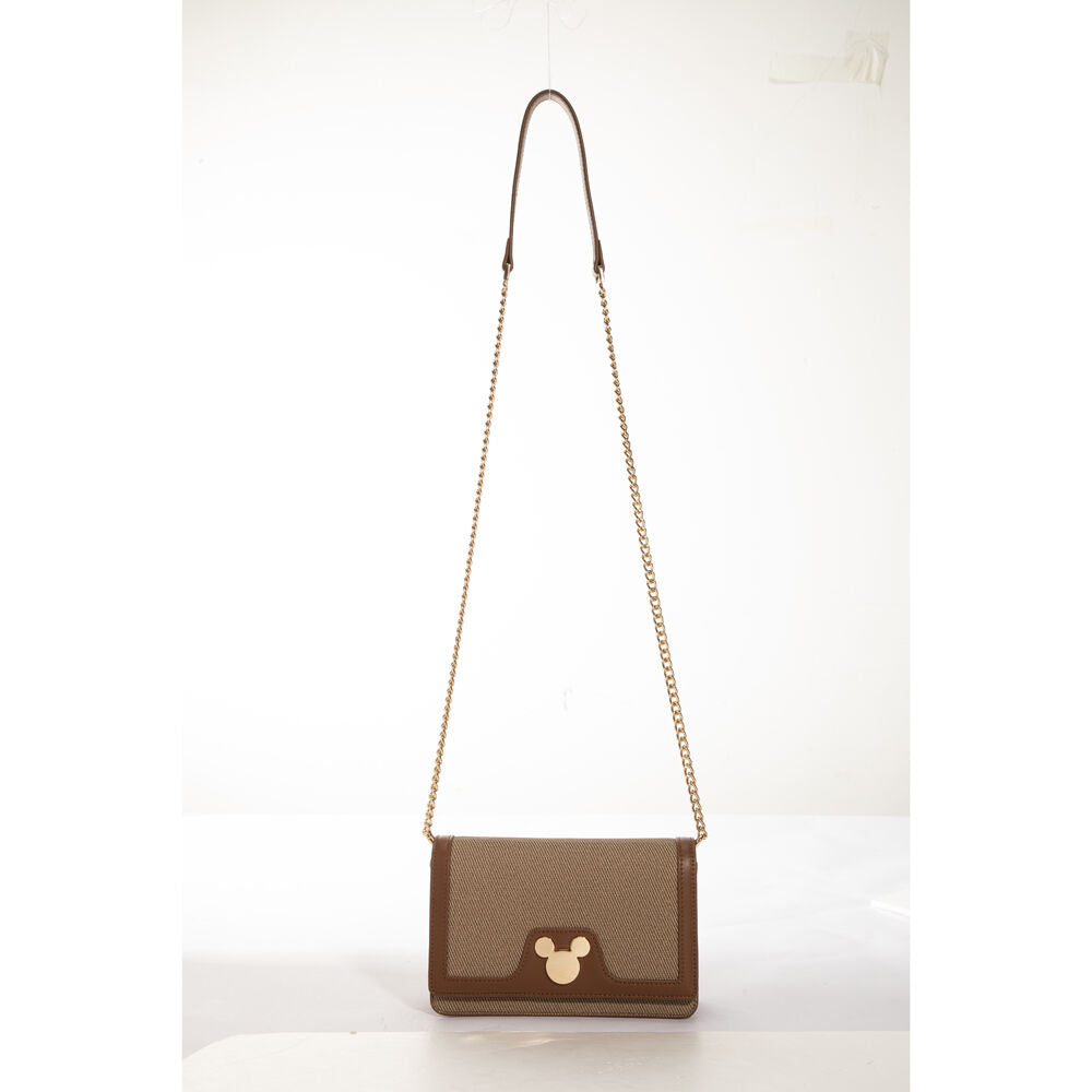 Disney Mickey Canvas Shoulder Handbag 20x11cm - Light Brown