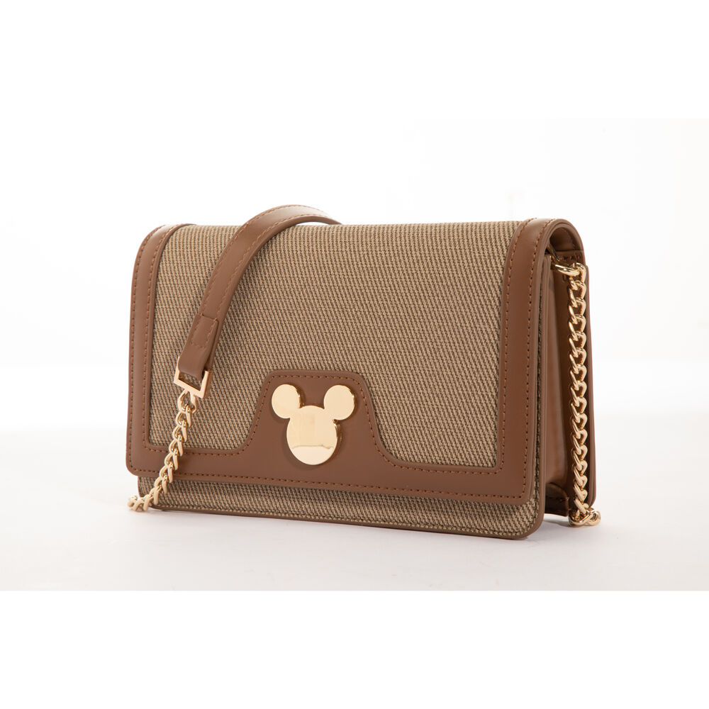 Disney Mickey Canvas Shoulder Handbag 20x11cm - Light Brown