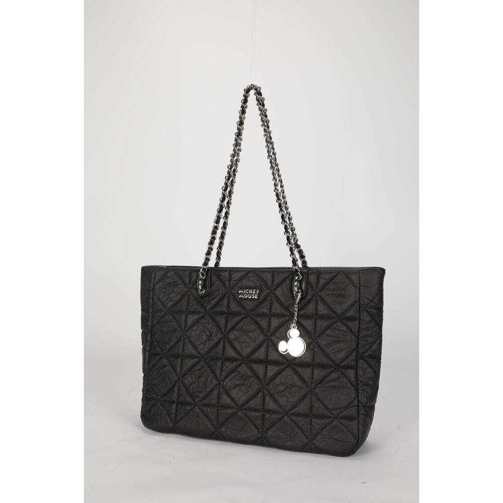 Disney Mickey Large Quilted Tote Handbag 35x27cm - Black