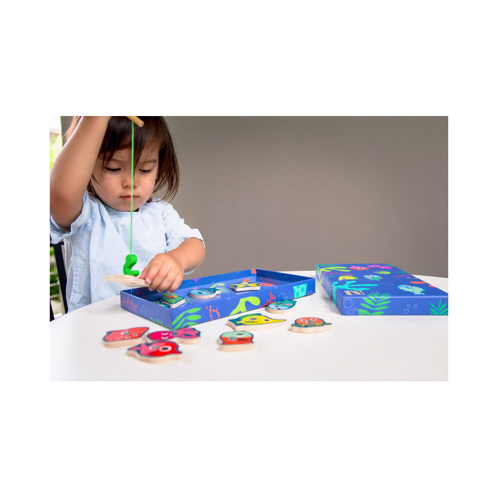 12pc Djeco Magnetic Coloured Fishing Toy Kids/Children 2y+