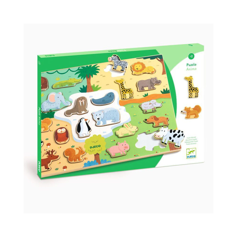 22pc Djeco Animal Wooden Puzzle 42x30cm Kids/Children Toy 2y+