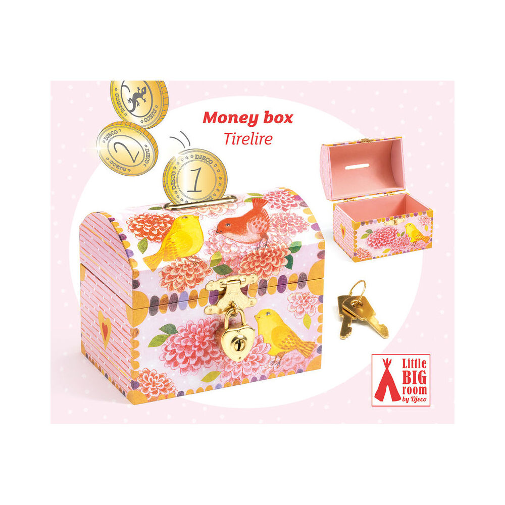 Djeco 13.6cm Birds Money Box Cash Saving Wooden Piggy Bank 4y+