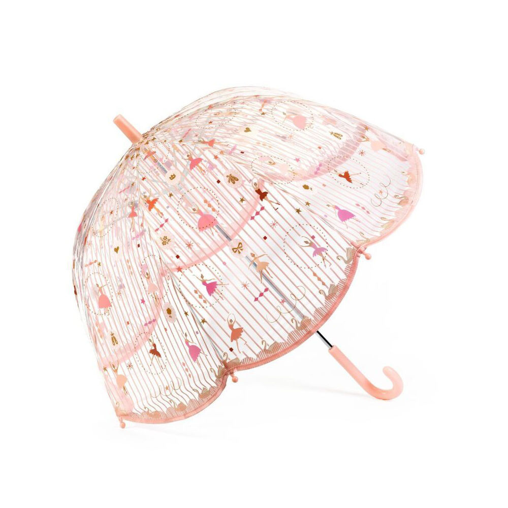 Djeco Ballerina Transparent Rain Protected Kids Umbrella 3y+/68x70cm Pink