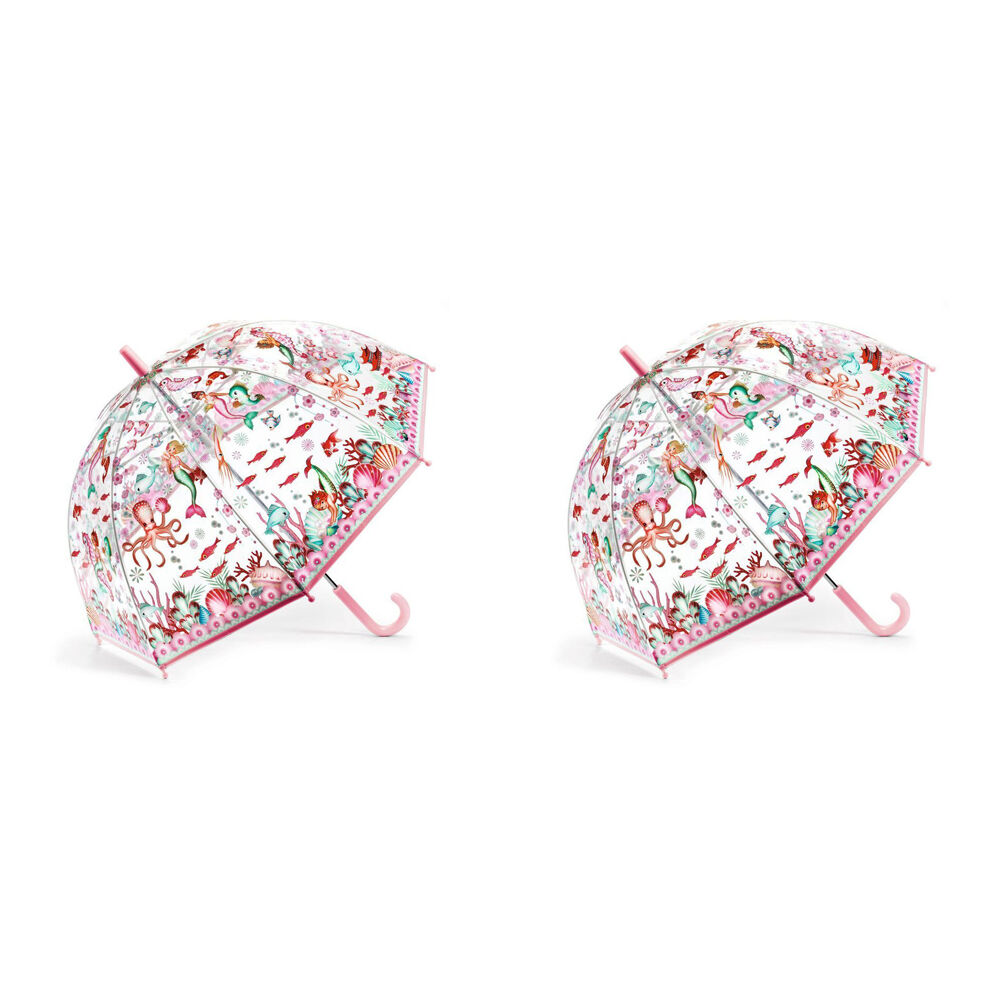 2PK Djeco Mermaid PVC Child Manual Dome Umbrella 70cm 3y+