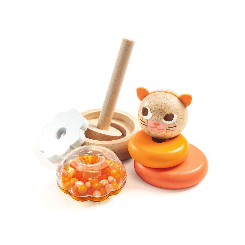 Djeco Wooden Stackitou Cat Stacker Kids Educational Toy 10m+
