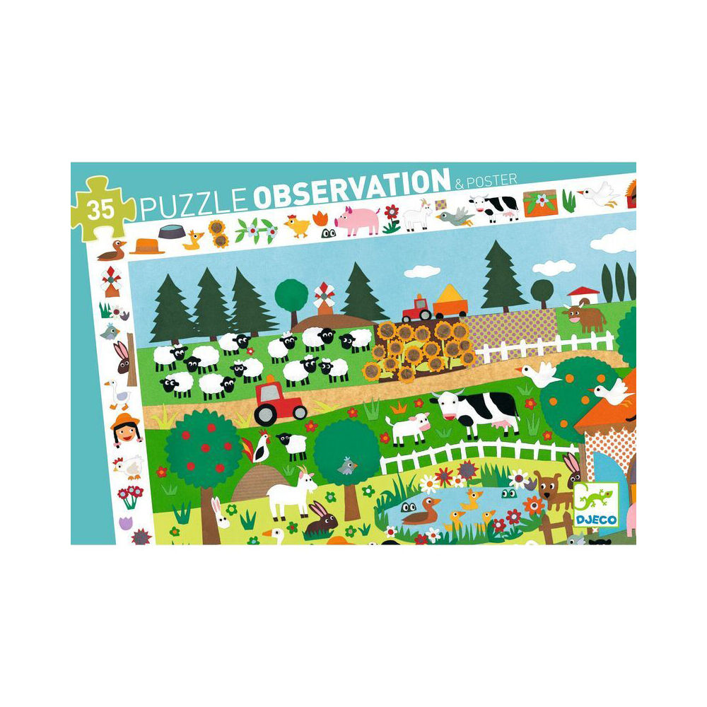 35pc Djeco The Farm Observation Puzzle Game 34x23cm 3y+
