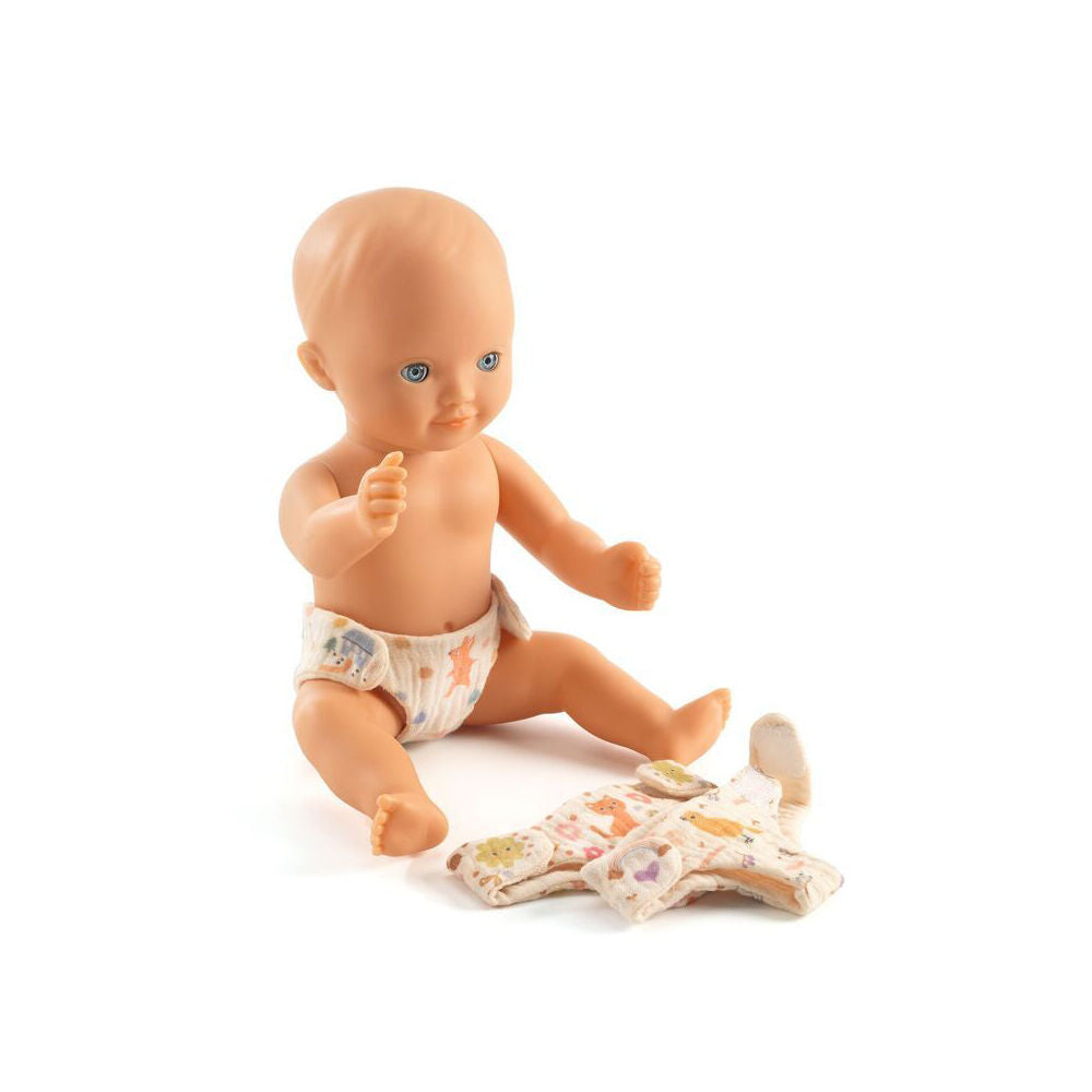 6pc Djeco Nappies For Dolls Kids Children Pretend Play 2y+