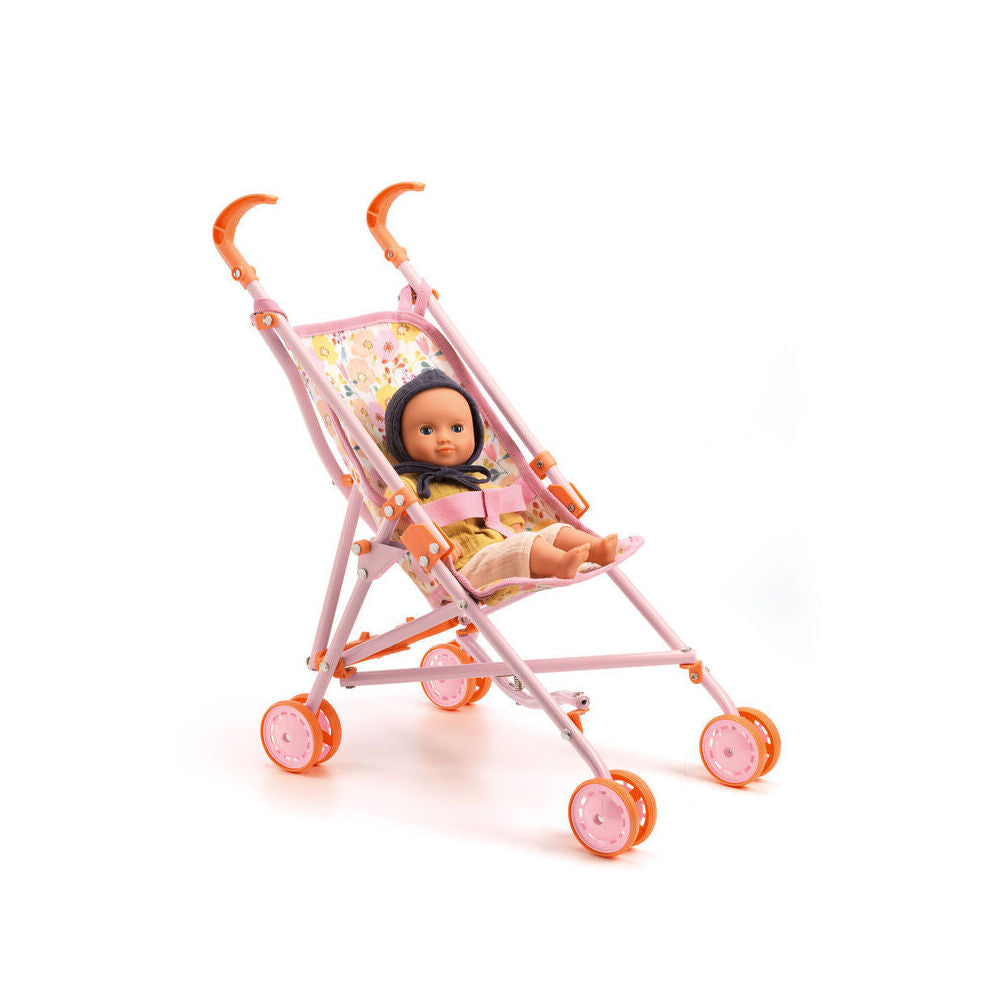 Djeco 54cm Pomea Flower Doll Umbrella Stroller Play Accessory 2y+ Pink
