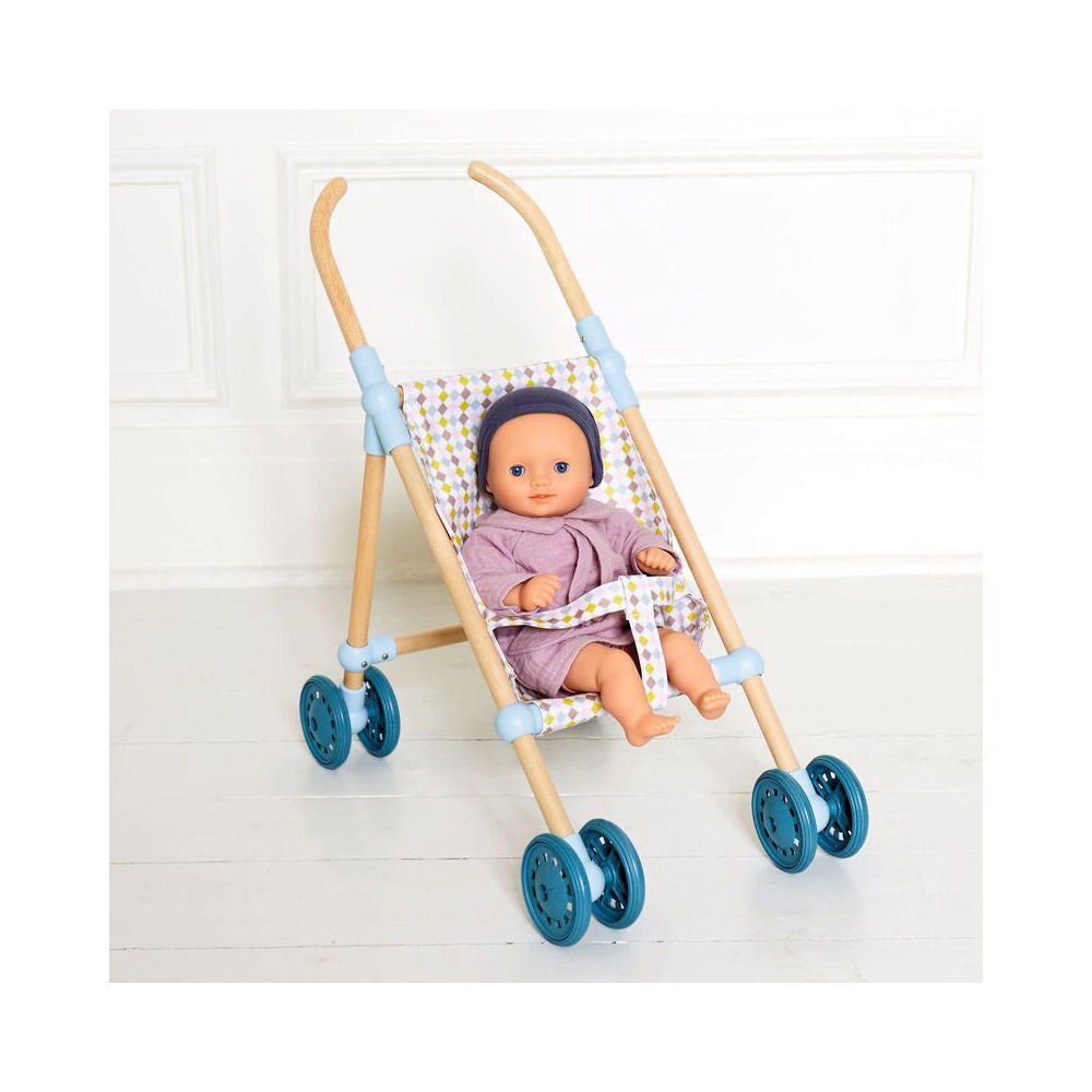 Djeco 44cm Wooden Doll Umbrella Stroller Play Accessory 18m+