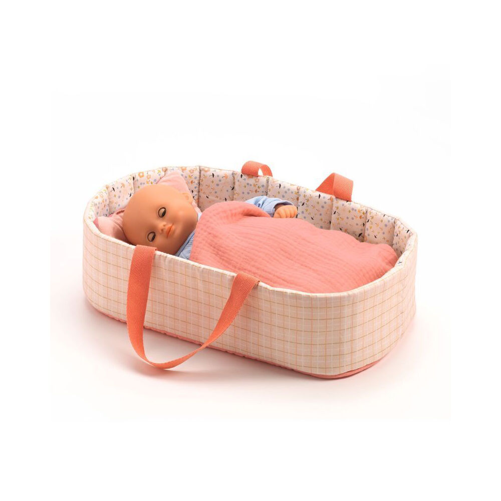 Djeco Doll Bassinet Pretend Play Accessory 18m+ Pink Lines