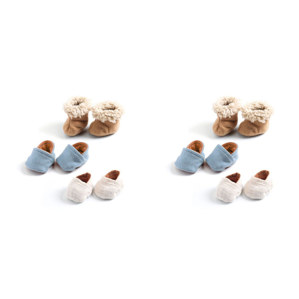 2PK Djeco 3 Pairs Slippers Kids Toy For 30-34cm Dolls 18m+