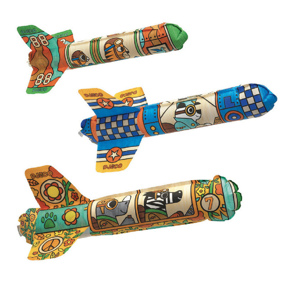 2PK Djeco Do It Yourself To The Sky Rockets Colour & Inflate Kids Craft 4y+