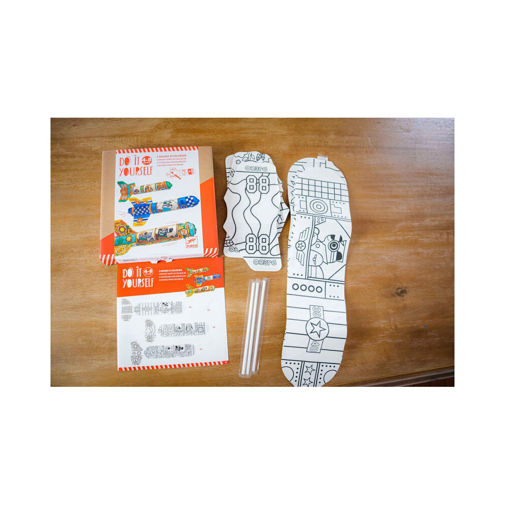 2PK Djeco Do It Yourself To The Sky Rockets Colour & Inflate Kids Craft 4y+