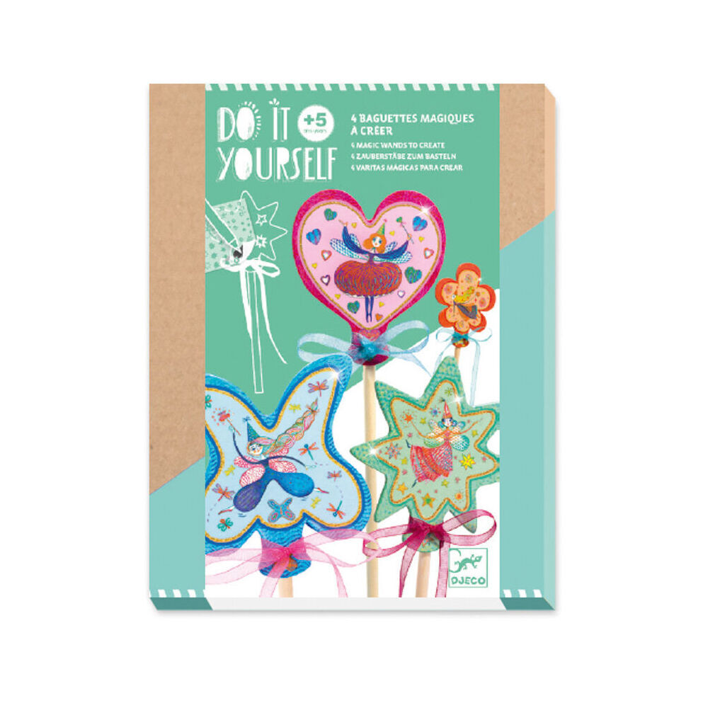 2PK Djeco Do It Yourself Little Fairy Wands Kids DIY Kit 5y+