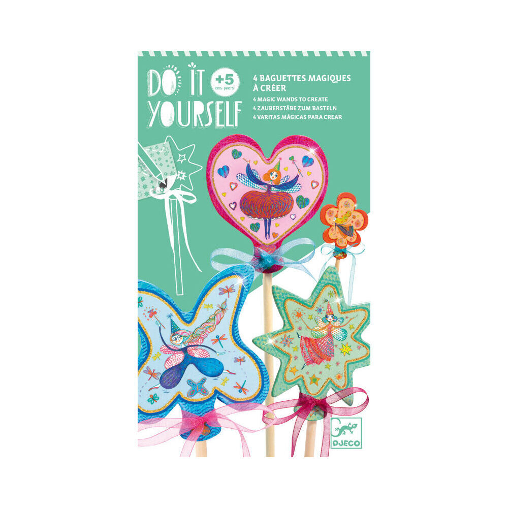 2PK Djeco Do It Yourself Little Fairy Wands Kids DIY Kit 5y+