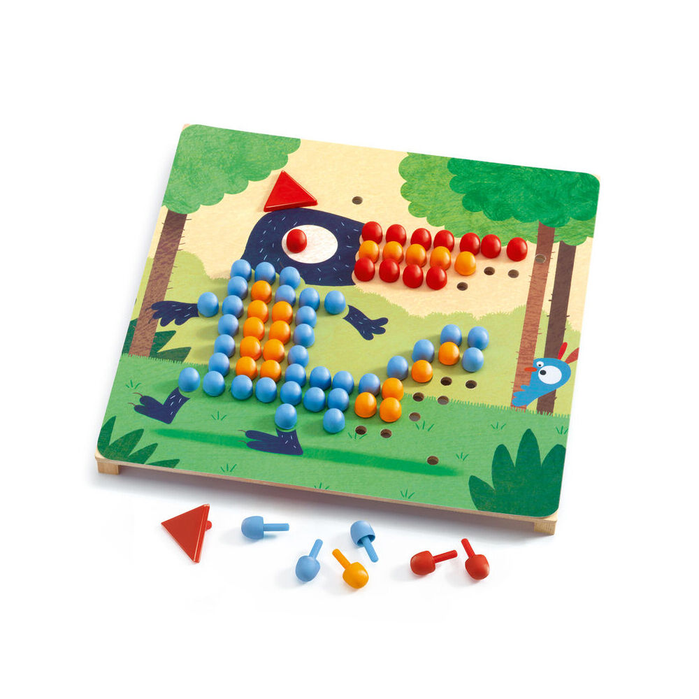 Djeco Rigolo Mosaico Peg Board 21.5cm Kids Game 4y+