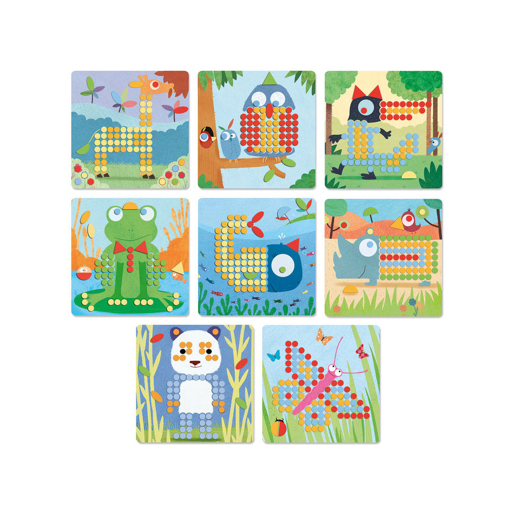 Djeco Rigolo Mosaico Peg Board 21.5cm Kids Game 4y+