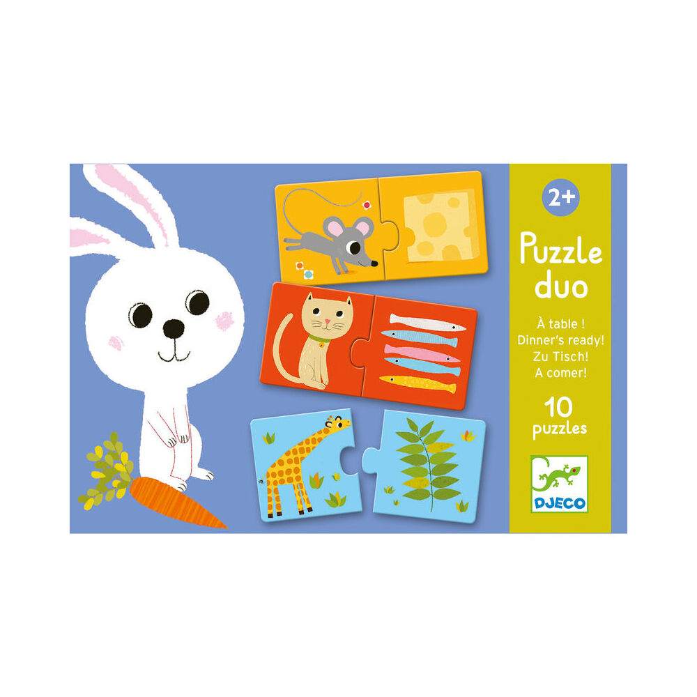 20pc Djeco Dinner is Ready Set of Duo Jigsaw Puzzle Kids Game 2y+